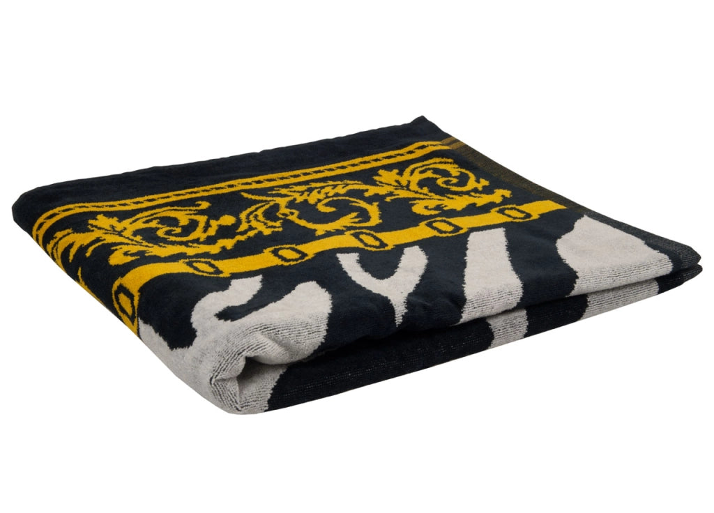 Telo Mare Jacquard Spugna Asciugamano Spiaggia Disegno Animalier Zebra