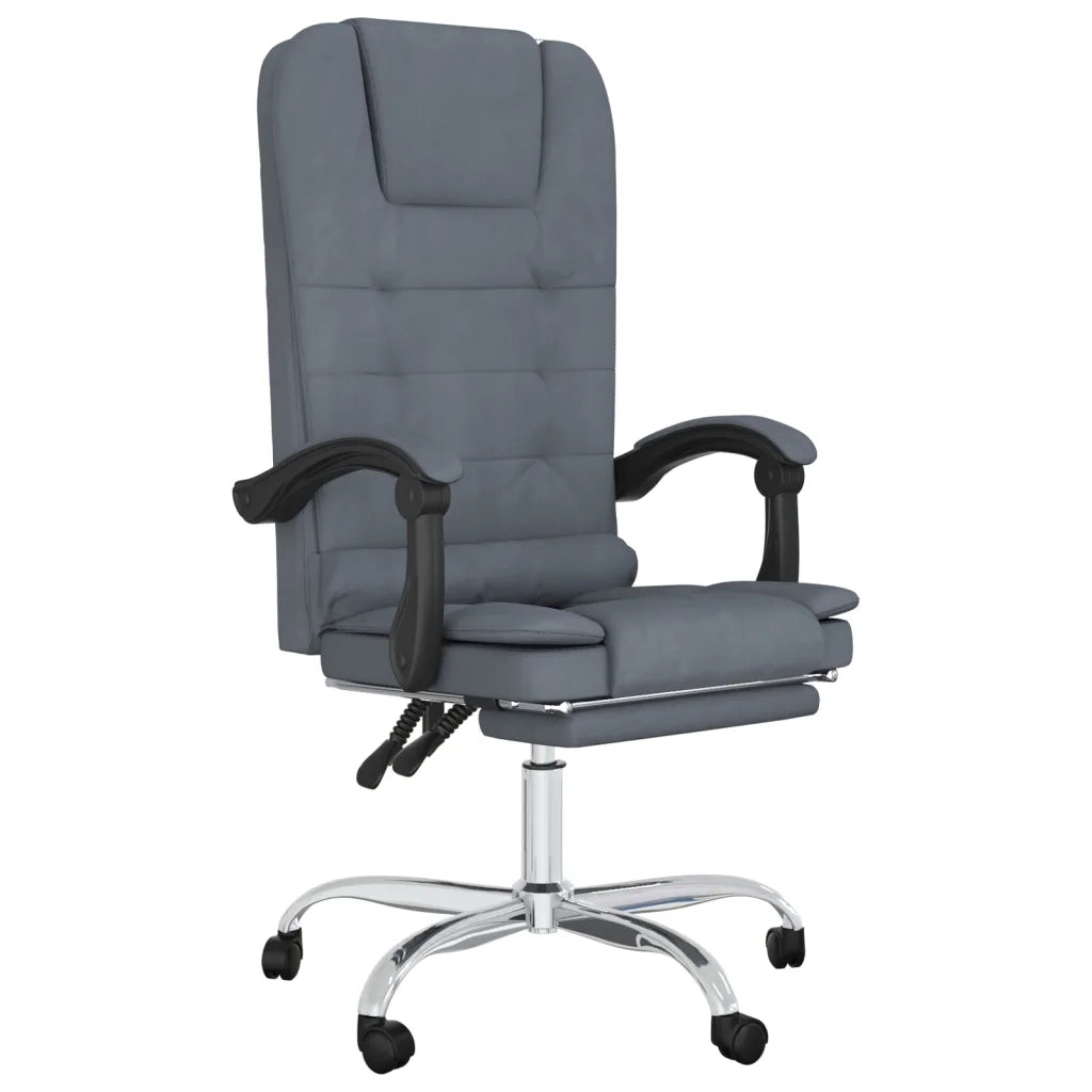 Sedia da Ufficio Massaggio Reclinabile Grigio Scuro in Velluto 349663