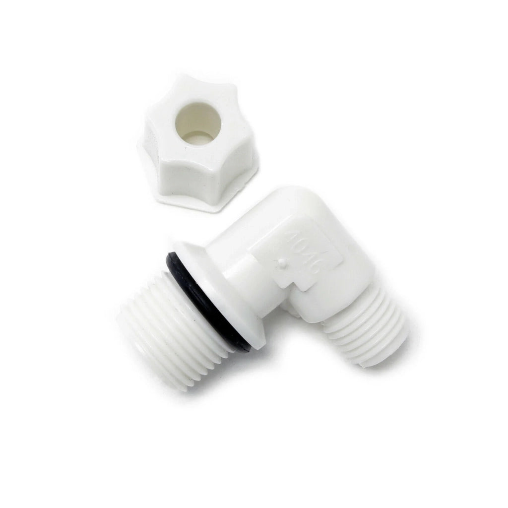 Raccordo Jaco 90° per tubo da 6,5 ​​mm (1/4") filettatura maschio da 9,51 mm osmosi 16_0001776