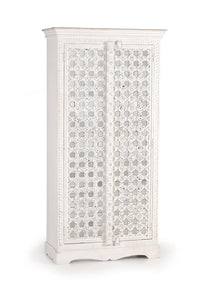 Armadio a due ante in massello di mango intagliato 