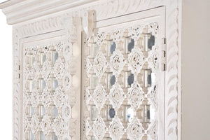 Armadio a due ante in massello di mango intagliato 