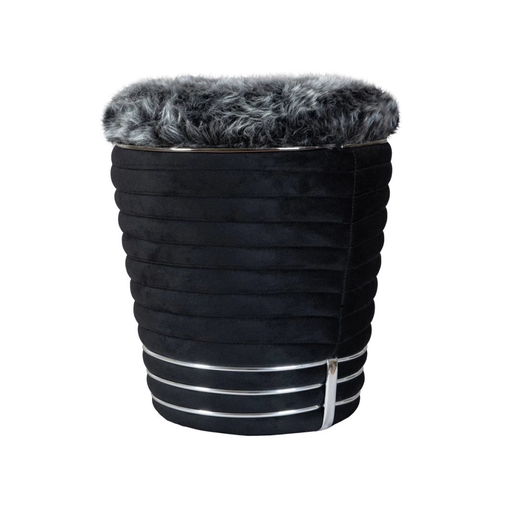Pouf di design Doric 300 in legno di pioppo nero e grafite