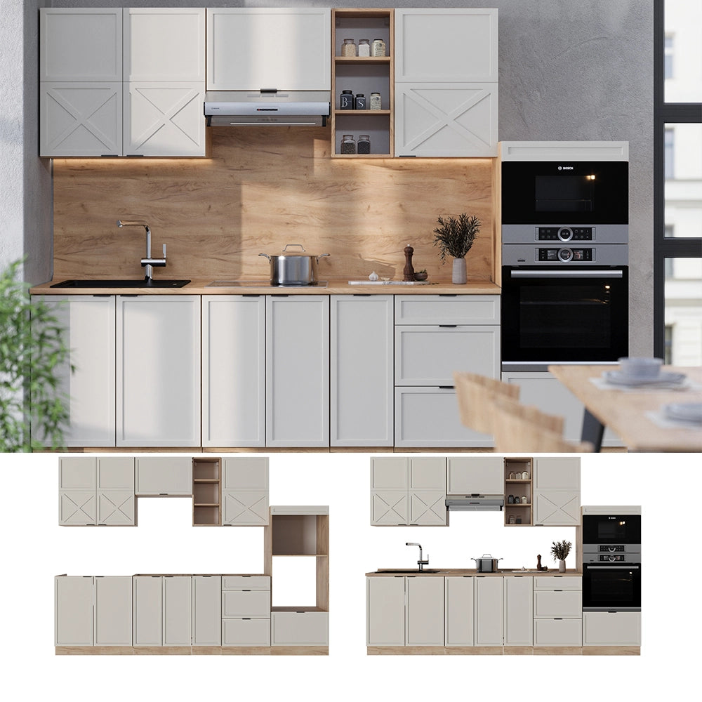 Vicco Cucina componibile Grigio/beige/rovere dorato 280 cm , PL Antracite
