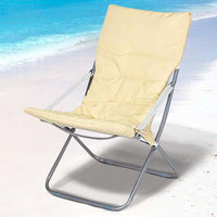 Spiaggina Sedia Canapone In Acciaio Tessuto Imbottito Pieghevole Relax Beige