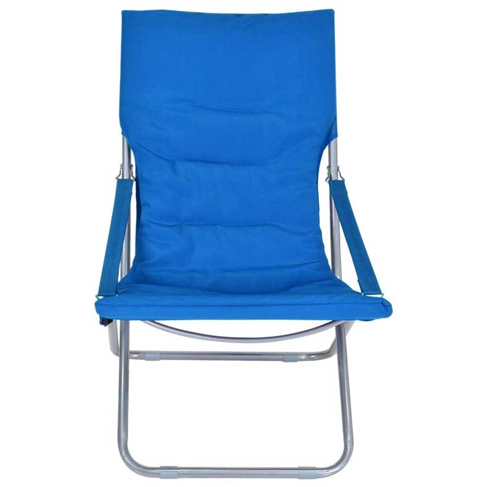 Spiaggina Sedia Canapone In Acciaio Tessuto Imbottito Pieghevole Relax Blu