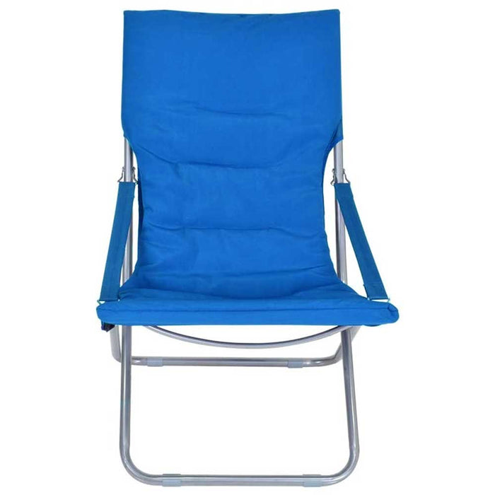 Spiaggina Sedia Canapone In Acciaio Tessuto Imbottito Pieghevole Relax Blu