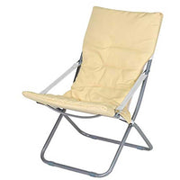 Spiaggina Sedia Canapone In Acciaio Tessuto Imbottito Pieghevole Relax Beige