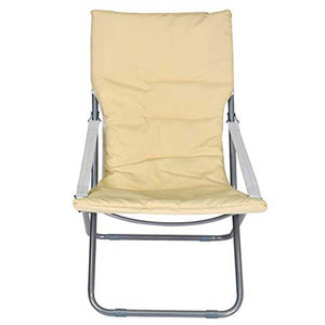 Spiaggina Sedia Canapone In Acciaio Tessuto Imbottito Pieghevole Relax Beige