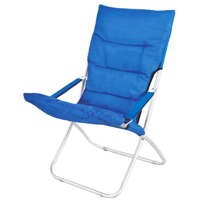 Spiaggina Sedia Canapone In Acciaio Tessuto Imbottito Pieghevole Relax Blu