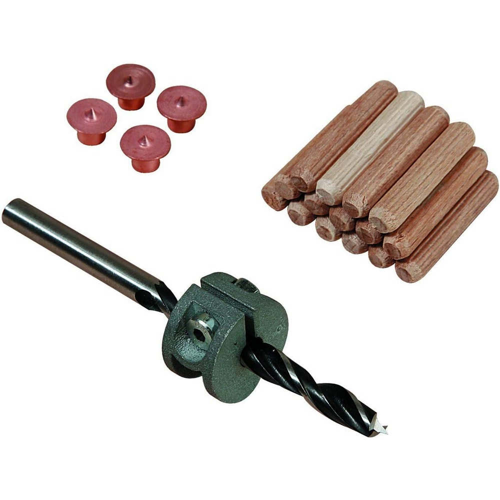 Set Spine Wolfcraft 1 Punta per Legno 1 Arresto profondità 4 Spine Centraggio Diametro: Ø 10 mm