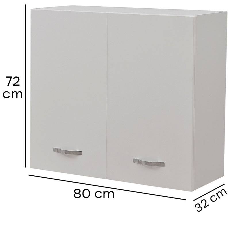 Mobile Cucina Pensile 2 Ante Componibile in Legno Colore Bianco 80x32 H72cm