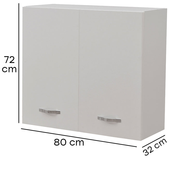 Mobile Cucina Pensile 2 Ante Componibile in Legno Colore Bianco 80x32 H72cm