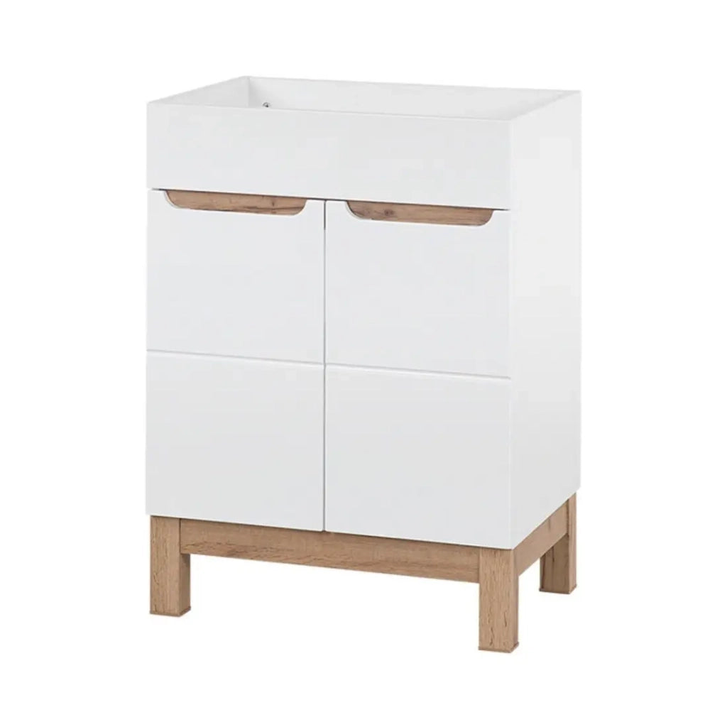 Insieme ERMANO: mobile sottolavabo 60cm + lavabo da incasso rettangolare + sifone + colonna + mobiletto con specchi