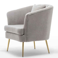 Sedia Poltrona in Tessuto e Metallo con Cuscino Design Elegante Moderno GrigioOro