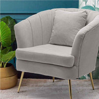 Sedia Poltrona in Tessuto e Metallo con Cuscino Design Elegante Moderno GrigioOro