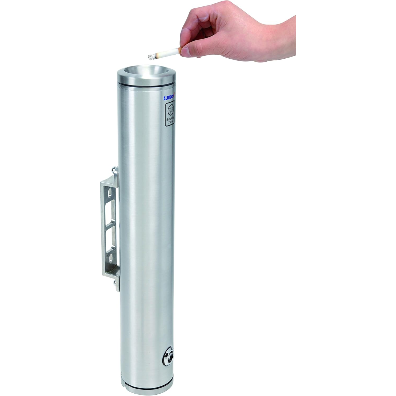 ALUBOX Posacenere Da Esterno A Muro In Alluminio Satinato Portacenere Da Esterno 8X8X48 Cm Kit Di Installazione E Pulizia Incluso Posacenere Da Muro 2 Kg Adatto Per Esterno E Interno