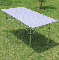 Tavolo Salvaspazio Arrotolabile Alluminio 70 X 140 H70 Giardino Picnic Campeggio Mare