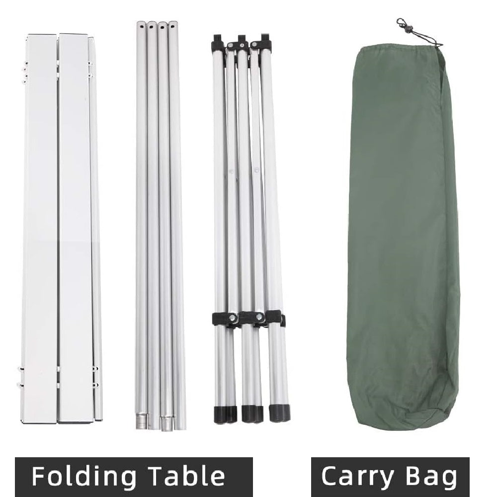 Tavolo Salvaspazio Arrotolabile Alluminio 70 X 140 H70 Giardino Picnic Campeggio Mare