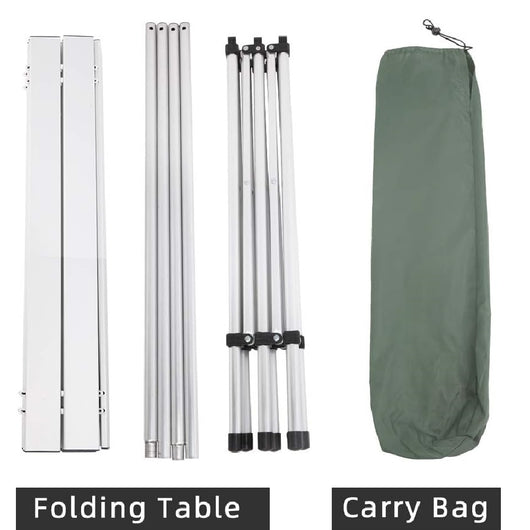 Tavolo Salvaspazio Arrotolabile Alluminio 70 X 140 H70 Giardino Picnic Campeggio Mare