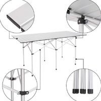 Tavolo Salvaspazio Arrotolabile Alluminio 70 X 140 H70 Giardino Picnic Campeggio Mare