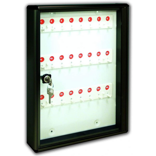 ALUBOX Bacheca Portachiavi Da Parete In Alluminio 30X5X14 Cm Porta Chiavi Da Muro Per Casa Interno O Esterno Protetto Made In Italy Con 24 Ganci Numerati COLORE: ANTRACITE