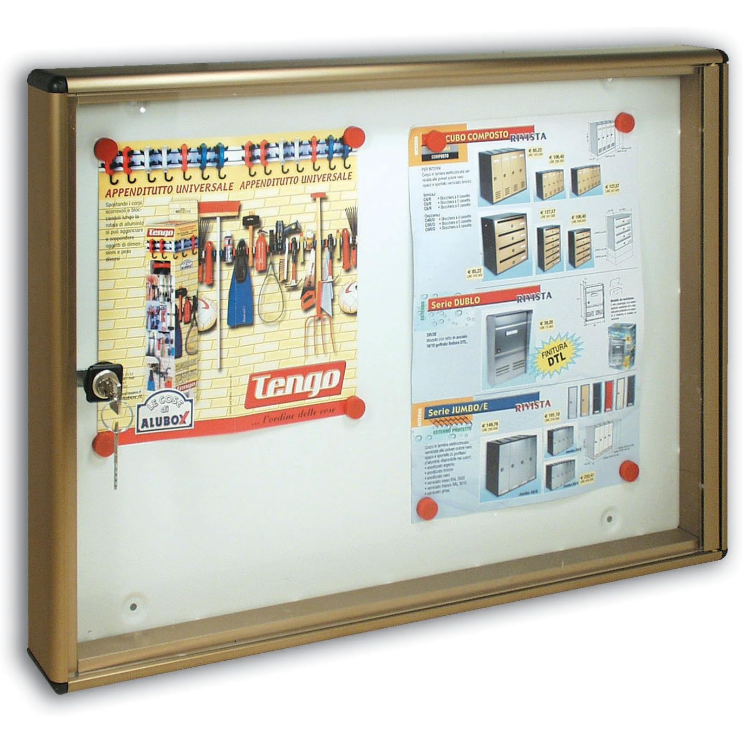 ALUBOX Bacheca Da Parete Per 1 Foglio A3 In Alluminio Anodizzato Bacheca Porta Avvisi Con Magneti Inclusi COLORE: BRONZO