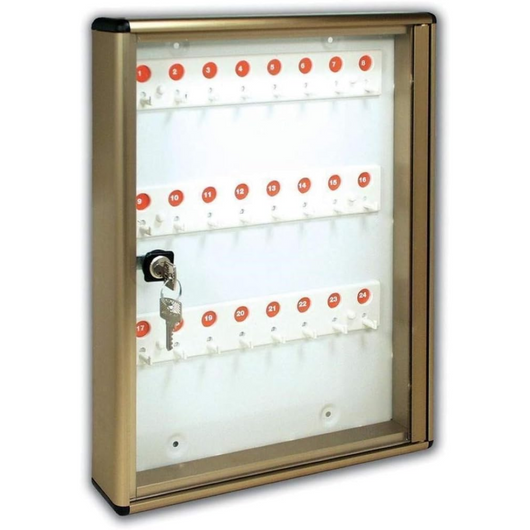 ALUBOX Bacheca Portachiavi Da Parete In Alluminio 30X5X14 Cm Porta Chiavi Da Muro Per Casa Interno O Esterno Protetto Made In Italy Con 24 Ganci Numerati COLORE: BRONZO