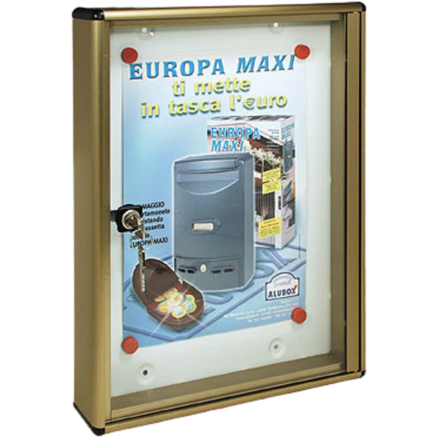 ALUBOX Bacheca Da Parete Per 1 Foglio A4 In Alluminio Anodizzato Bacheca Porta Avvisi Con Magneti Inclusi COLORE: BRONZO