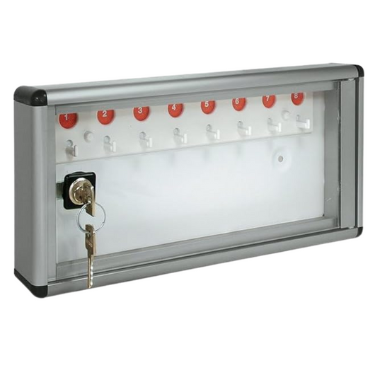 ALUBOX Bacheca Portachiavi Da Parete In Alluminio 30X5X14 Cm Porta Chiavi Da Muro Per Casa Interno O Esterno Protetto Made In Italy Con 8 Ganci Numerati COLORE: ARGENTO METALLIZZATO