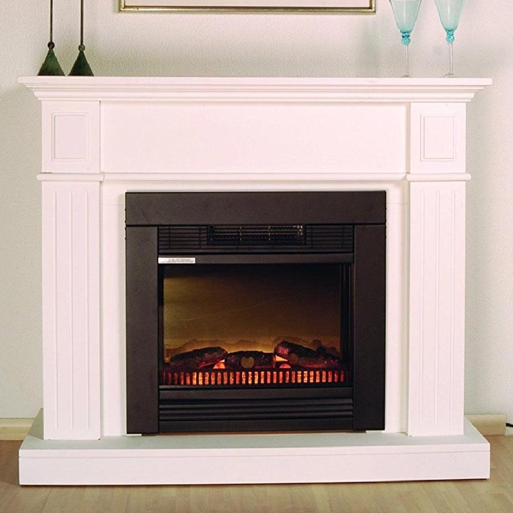 Camino Elettrico con Mobile in Legno 1800W Effetto Fuoco 2Livelli 110x96x36cm