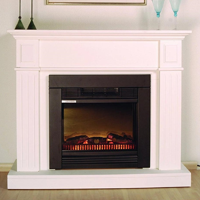 Camino Elettrico con Mobile in Legno 1800W Effetto Fuoco 2Livelli 110x96x36cm