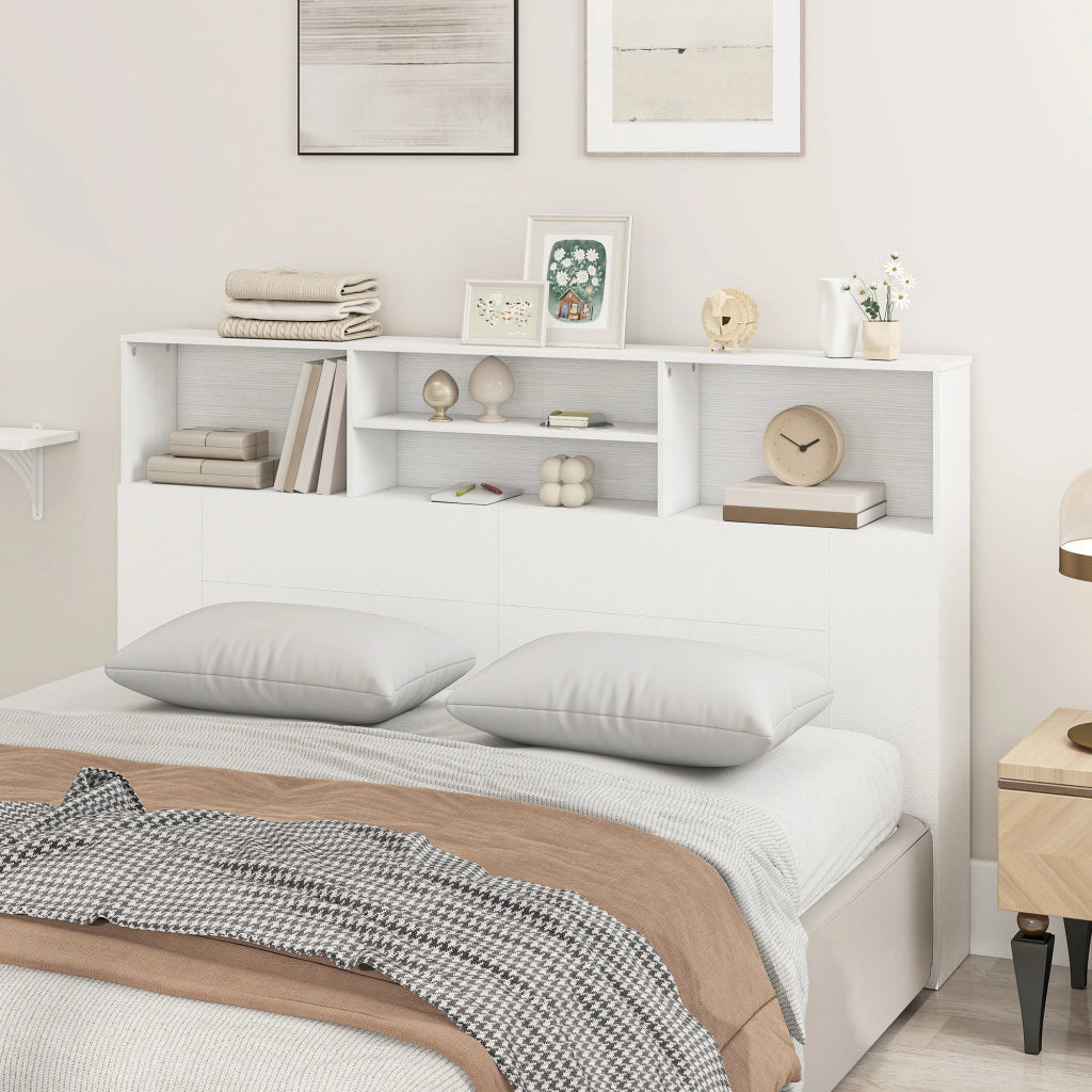 Testiera con cassetti e contenitore ¨C zephmum ¨C bianco 160x20.2x108.2 cm