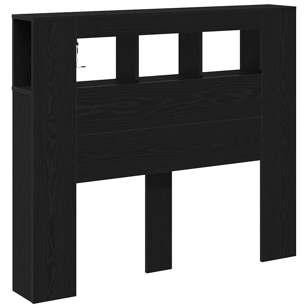Testiera LED con lo scaffale Rovere Nero 120 x 18,5 x 103,5 cm 863114