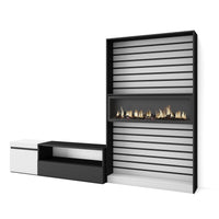 Mobile TV, Soggiorno, 260x35x186cm, Per TV fino a 65", Camino elettrico, Bianco e nero RF2552