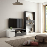 Mobile TV, Soggiorno, 260x35x186cm, Per TV fino a 65", Camino elettrico, Bianco e nero RF2552