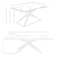 Tavolo da pranzo rettangolare allungabile in marmo porcellanato e noce