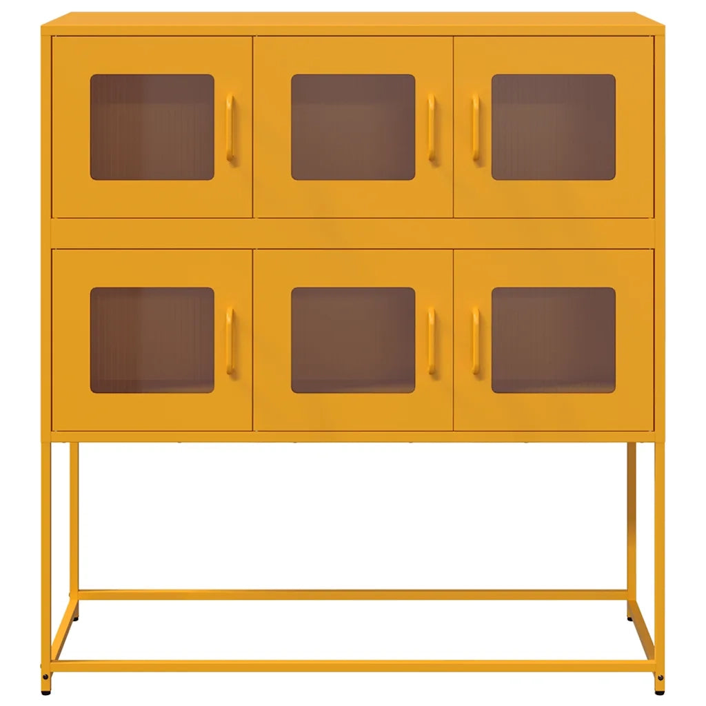 Credenza-Buffet-Armadio da cucina Giallo Senape 100,5x39x107cm Acciaio Laminato Freddo 633928