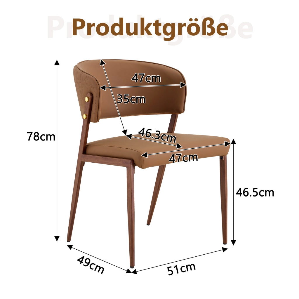 SEDIA DA PRANZO MODERNA IN PU E METALLO 78 CM MARRONE, Set da 2 pezzi