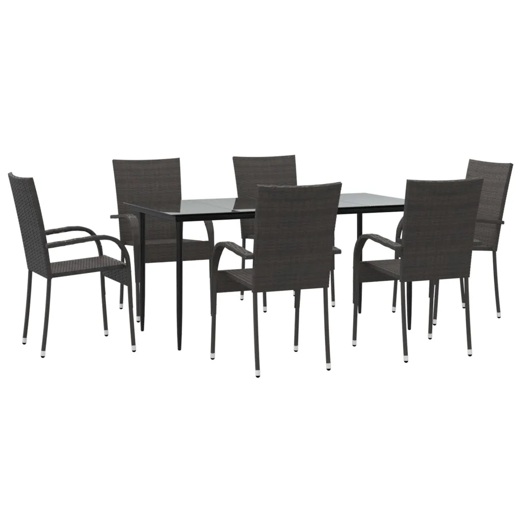 Set da Pranzo da Giardino 7 pz Marrone in Polyrattan cod mxl 35463