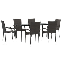 Set da Pranzo da Giardino 7 pz Marrone in Polyrattan cod mxl 35463