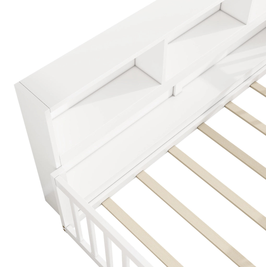 Letto a scomparsa bianco 90x200 cm con sponde e vani laterali