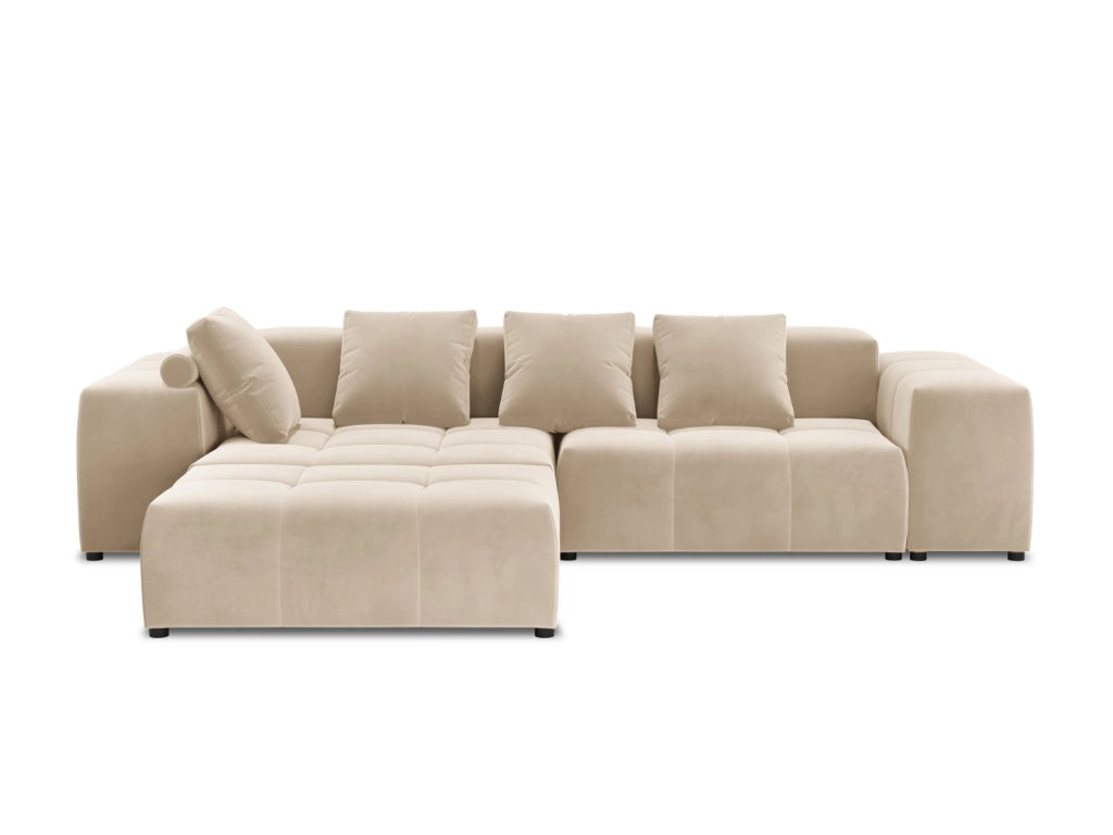 Cosmopolitan Design - Divano angolare modulare reversibile "Rome" 5 posti in velluto beige 