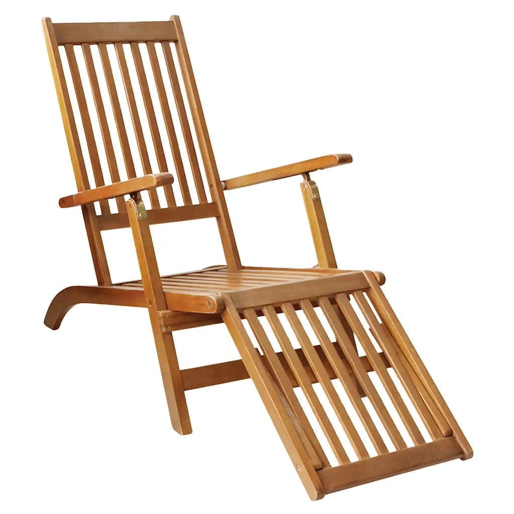 Sdraio da Esterno con Poggiapiedi in legno Massello d'Acacia 41433