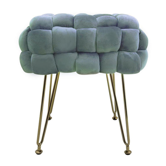 Marvin Pouf in Velluto Intrecciato con Gambe in Metallo Oro Cromato Sophie Poggiapiedi Sgabello per Casa Soggiorn Grigio