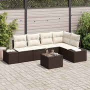 Set di divani da giardino da 5 pezzi con cuscini in polirattan grigio