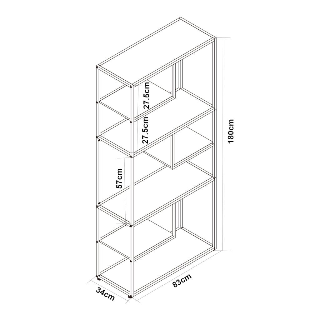 Scaffale da Terra Østre Libreria Alta 180x83x34 cm Nero / Effetto Noce [en.casa]
