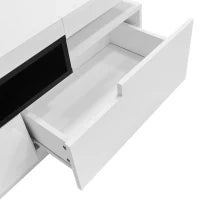 Mobile TV Moderno Lucido con LED a 16 Colori, 3 Cassetti, Apertura Silenziosa e Fluida, 160x39x42 cm, Bianco