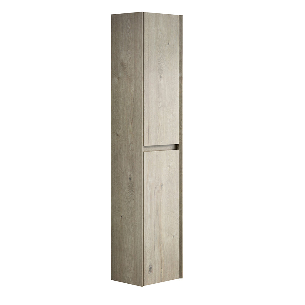 Armadio da bagno a muro - Xylo - 140 cm - Finitura quercia crema - 2 porte, 4 scomparti, per piccoli spazi