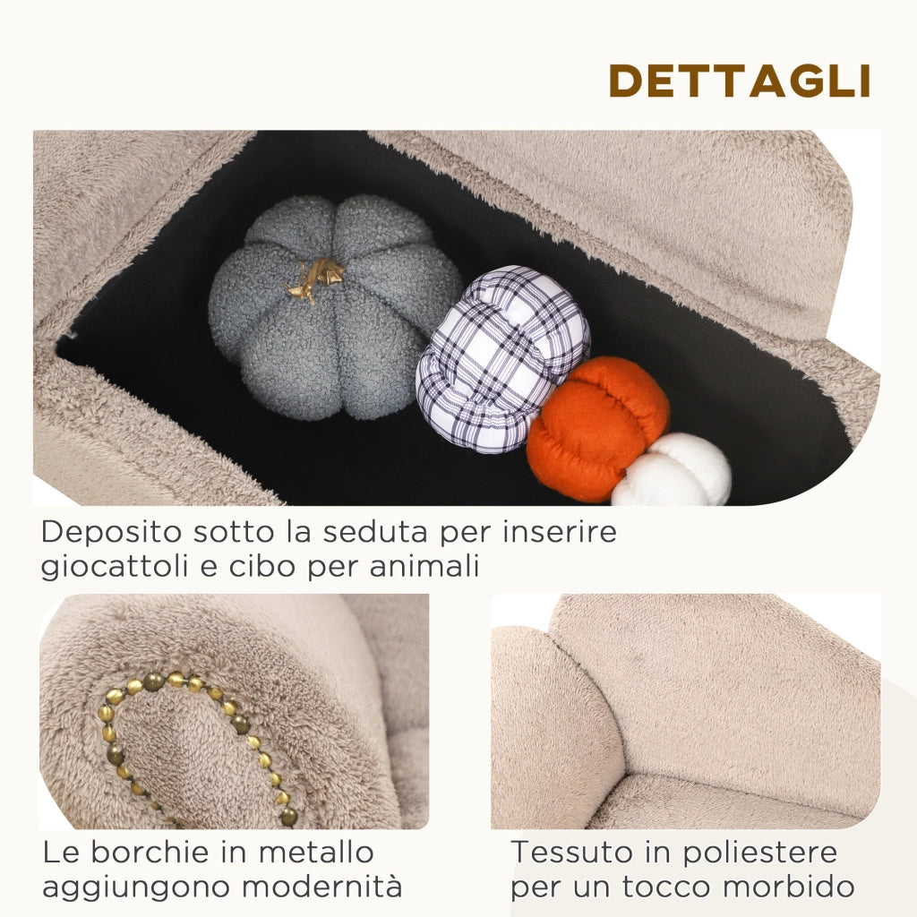 Divano per cani ¨C zephmum ¨C 80x40x46 cm, beige, velluto, legno