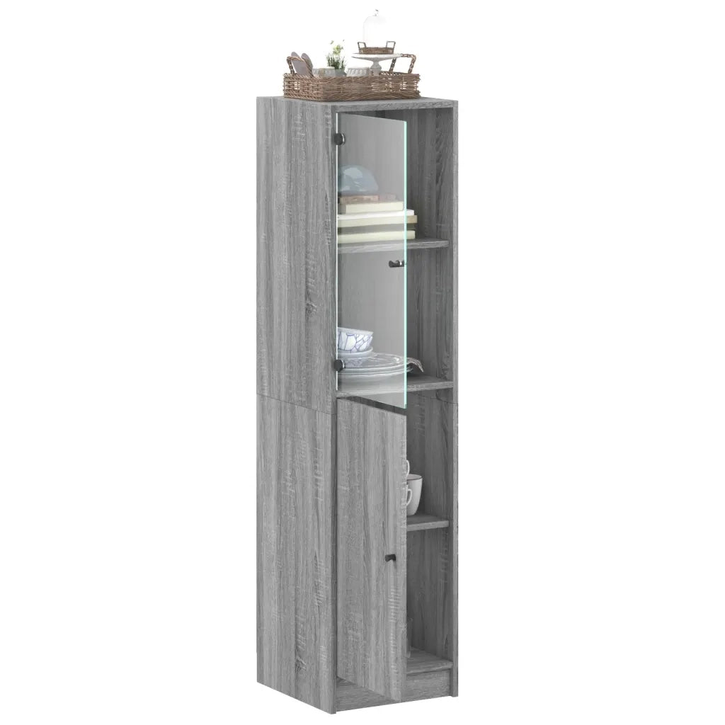 Credenza con Anta-Buffet-Armadio da cucina in Vetro Grigio Sonoma 35x37x142 cm